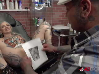 River Dawn Ink sucks member immediately thereafter her new pussy tattoo